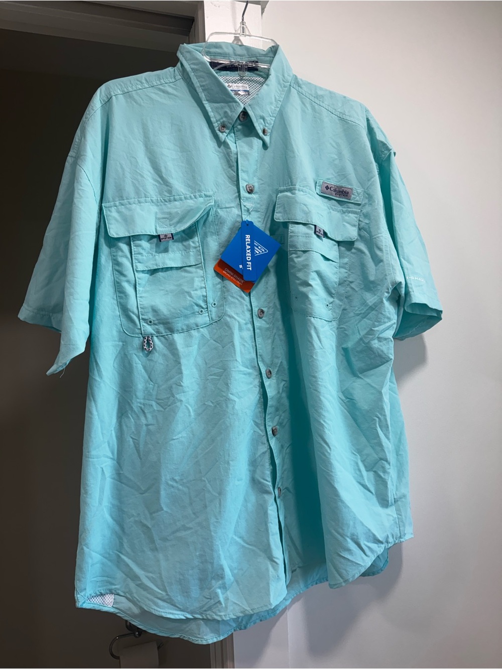 Columbia Men’s Short-Sleeve Button-Down Shirt - Teal